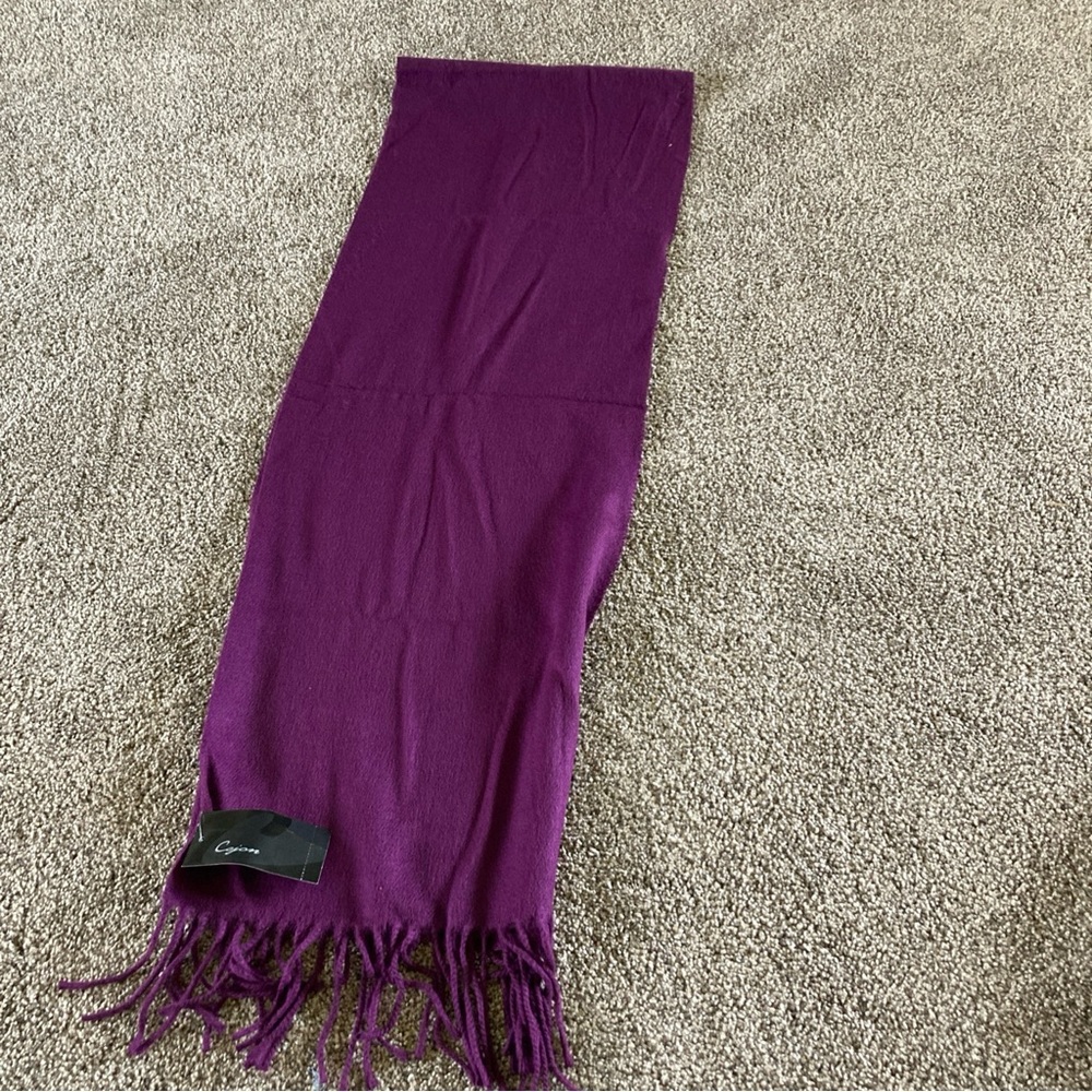 Cejon Womens Woven Purple Scarf 64 x 11.5" Fringed Trim Made In Italy NWT